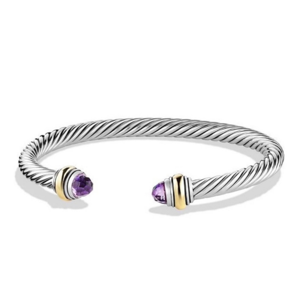 David Yurman 5mm Amethyst Cuff with 14K gold